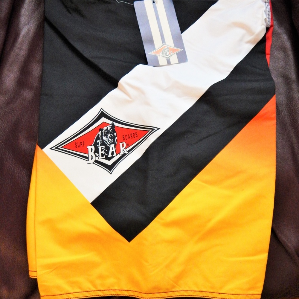 NWT Men Swimming Shorts Surfing "Bear" company 30" 32" 36"  Red Black Orange - Picture 7 of 7